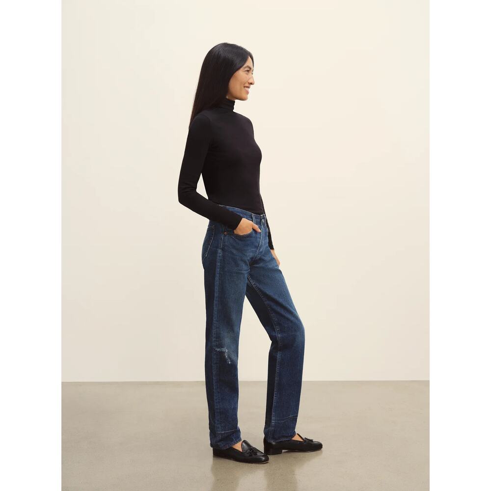 Buck Mason Women's Cloud Jersey Turtleneck Slim Fit Wool Blend Long Sleeve Top - Picture 4 of 6